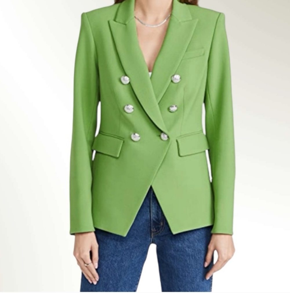 Veronica Beard Bright Green Double-Breasted Blazer